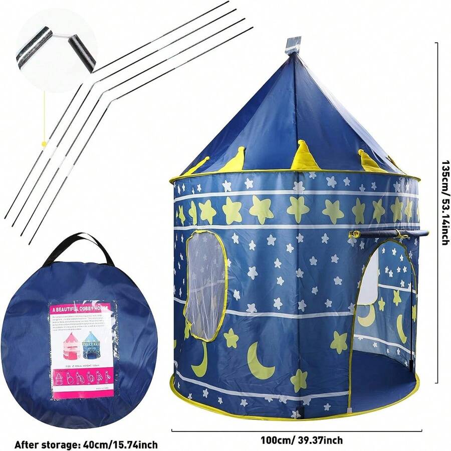 Carpa De Castillo Para Niños, Juegos En Interior O Exterior Azul Y Rosa LEODY linea king rey