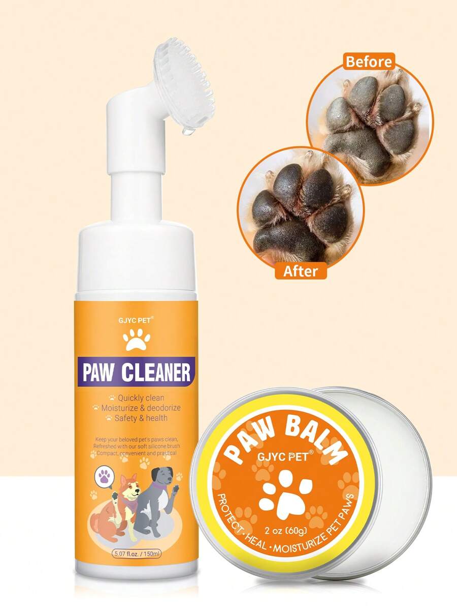 GJYC PET 1 Set De 2 Animaux De Compagnie Pied Nettoyage Mousse Et Patte Soin Crème , Nettoyage En Profondeur Hydratant Soin