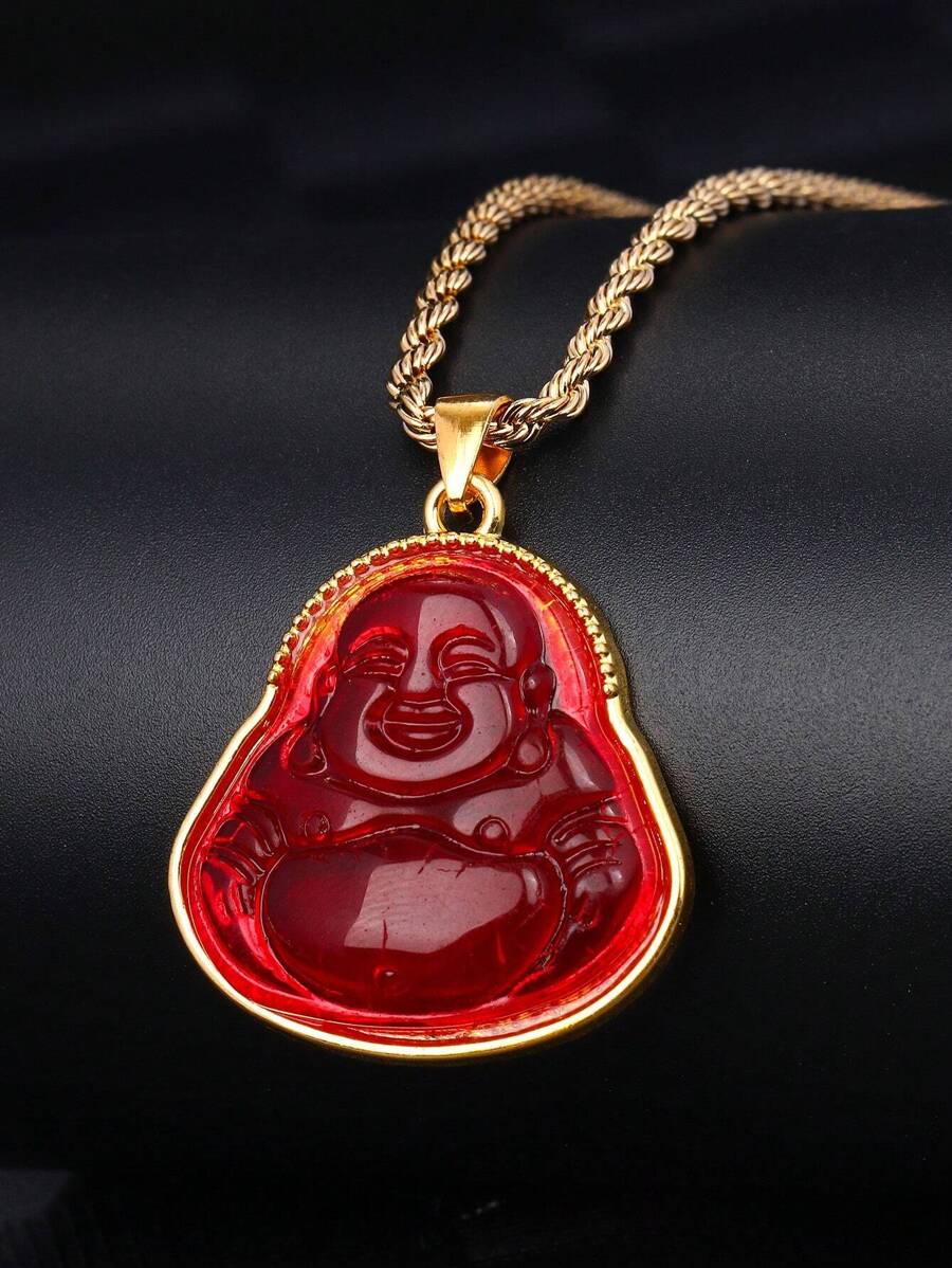 1 Peça Colar De Moda Feminina Pingente De Buda Com Tom Gold E Corrente Folheada A Ouro 18 Ct Para Uso Diário