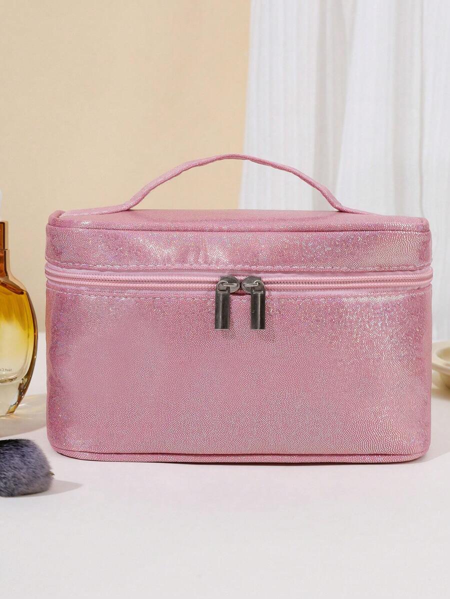 Fashionable Pink Square Shaped Glitter Makeup Bag, Handheld Cosmetic Bag. Portable Cosmetic Tool Bag, Portable Lady Makeup Storage Bag With Folding Function ,Makeup Bag Makeup Pouch Skincare Bag Toiletry Bag Packing Cubes,Travel Essentials Cruise Essentials Dorm Essentials,Wedding Bridesmaid Gifts,Mom Gifts,Birthday Gifts,Gifts For Friends And Teachers Makeup Travel Toiletry Organizer Essentials Gifts Storage Zipper Accessories Nail