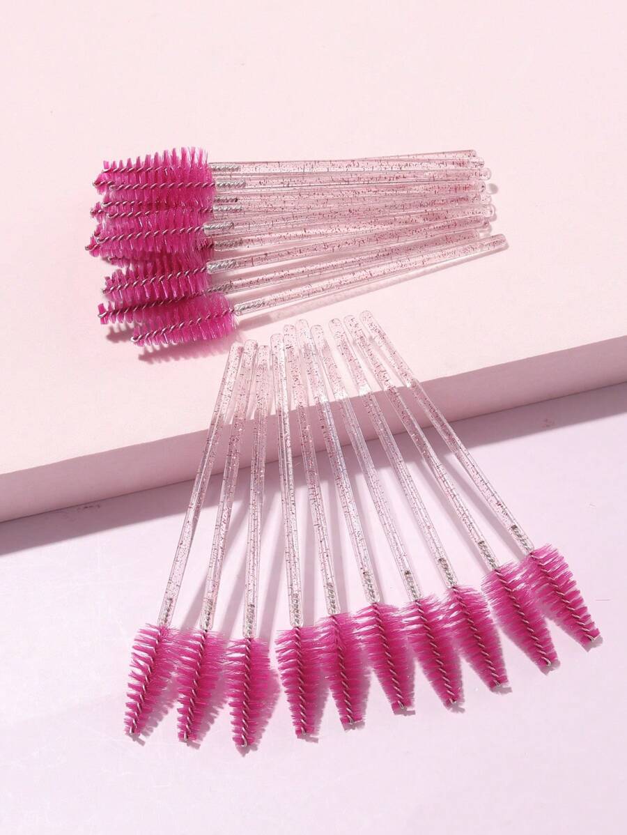 20pcs/Set Disposable Crystal Handle Rose Red Mascara Brush, Eyelash Grafting Comb, Lip Brush, Eyebrow Brush, Makeup Tools