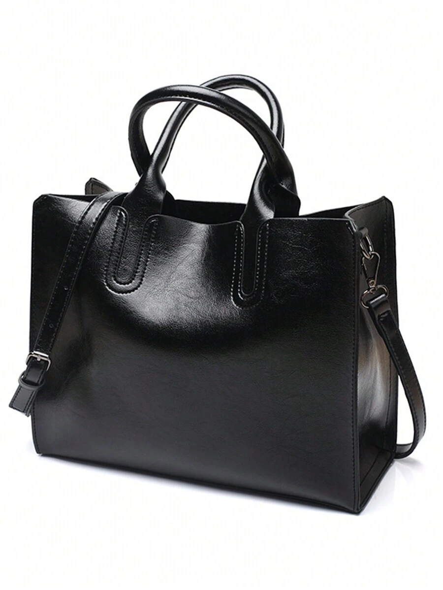 Bolsos de mano con diseño retro, bolso bandolera grande, casual y minimalista, bolso de hombro con correa larga, bolso de mano elegante para fiestas y compras, color negro