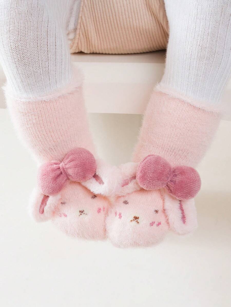 Épaisses chaussettes à hochet d'animal de bande dessinée pour bébés