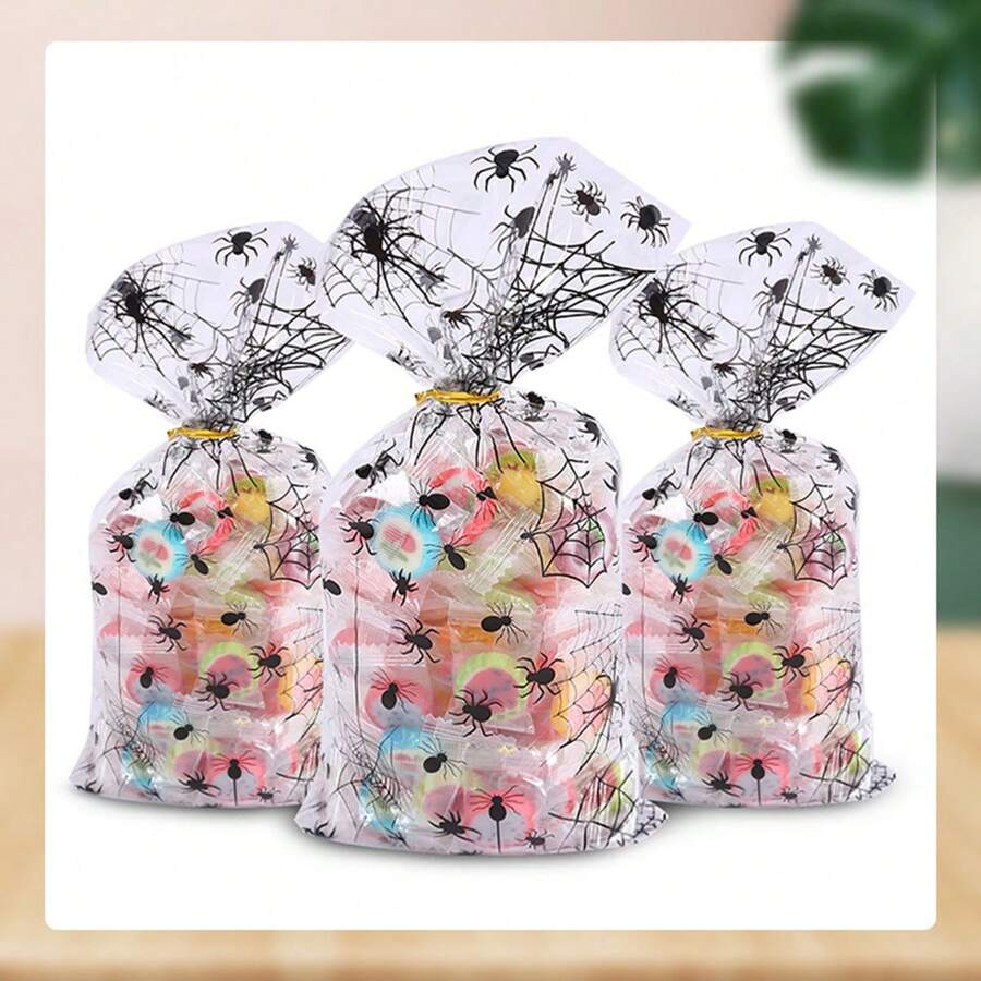 24pcs Spider Web Candy Bags, Snack Bags, Thick Materials, And Reusable, Ideal For Christmas, Halloween, New Year's Eve, Independence Day, Gift Bags With Attractive Appearance