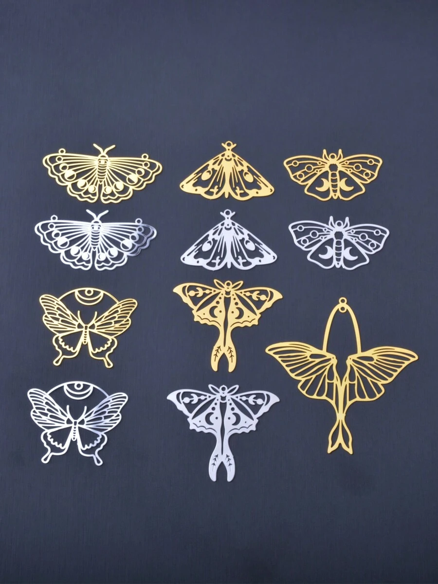6 Peças De Joias De Latão Dourado Suprimentos De Borboleta E Mariposa De Aço Inoxidável Pingente Para Diy Brincos Artesanais