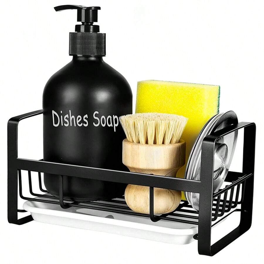 Organisateur D'égouttoir D'évier De Cuisine, Porte-éponge Et Porte-savon Pour Évier De Cuisine, Égouttoir De Plat Pour Éponge, Brosse Et Savon