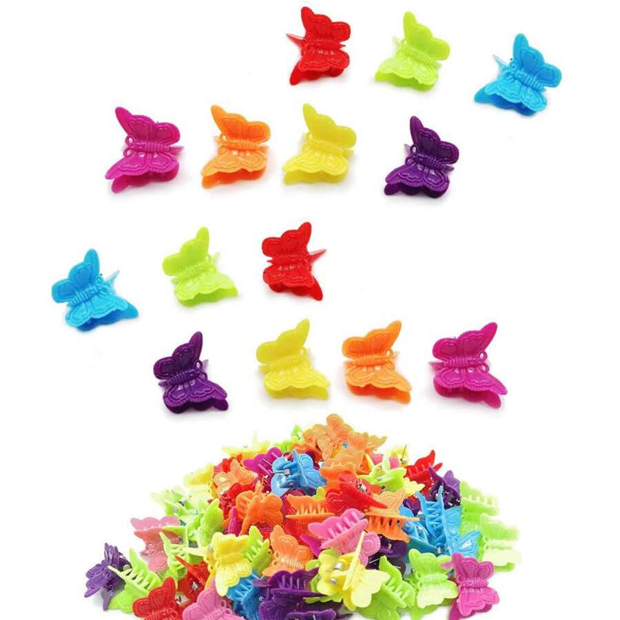 100 piezas de color al azar con mariposa Pinzas de cabello , rosado color mini dulce Horquillas para niñas Accesorios de pelo