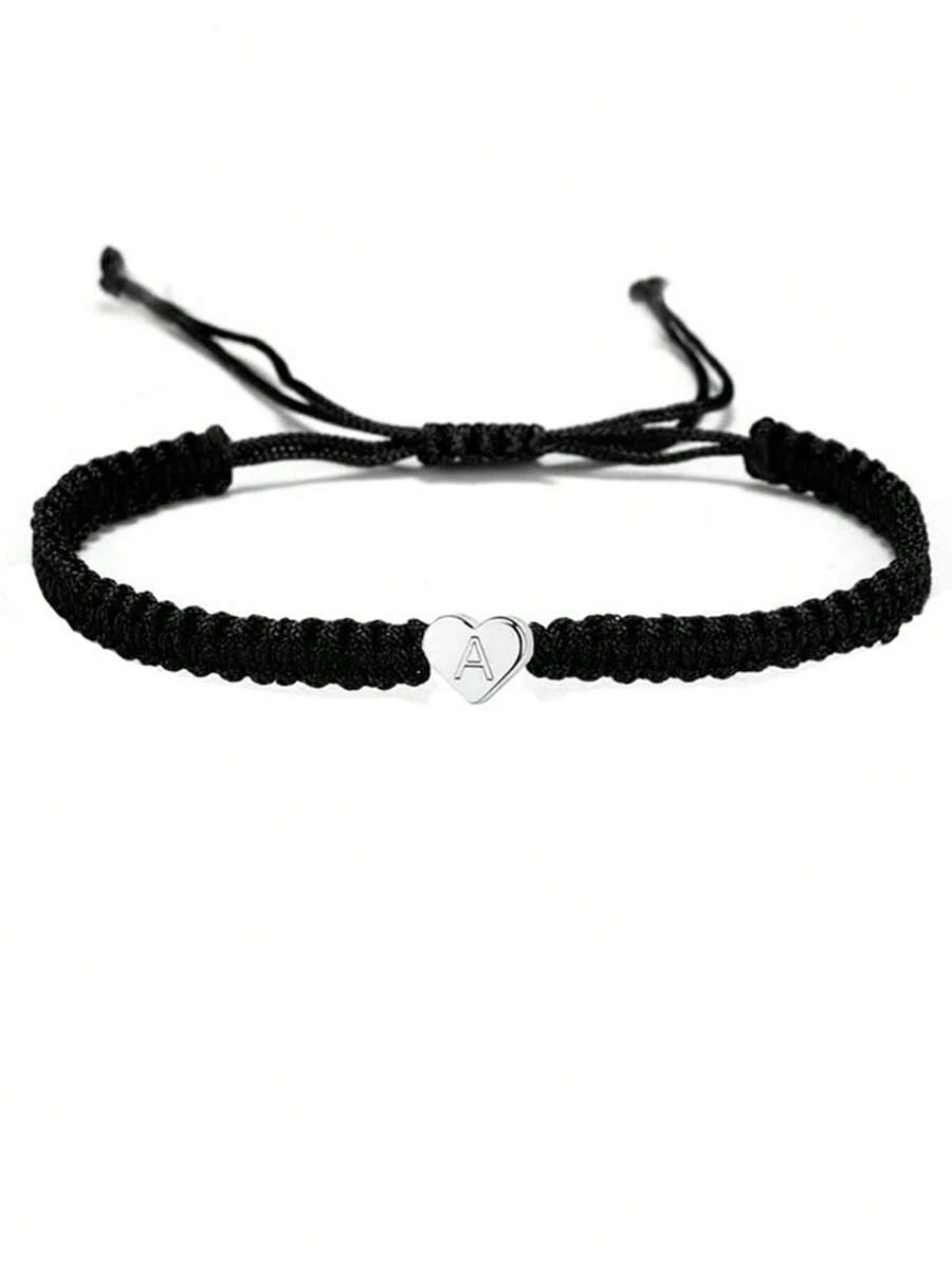 1 Peça Pulseira Charme De Alfabeto Em Tecido Simples E Fashion De Jóias, Pulseira De Amizade Para Casais E Amigos