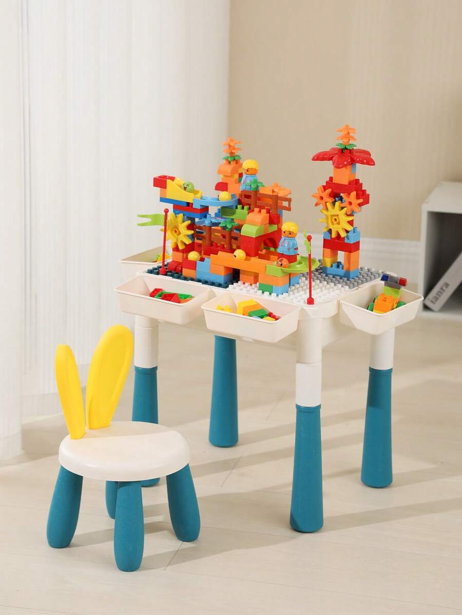 Mesa de bloques, juguete de bloques de construcción para niños, mesa multifuncional que se puede cambiar libremente. 85+piezas, caja de mesa educativa para ensamblar DIY, regalo de juguete perfecto para cumpleaños, Navidad. Seguro para niños.