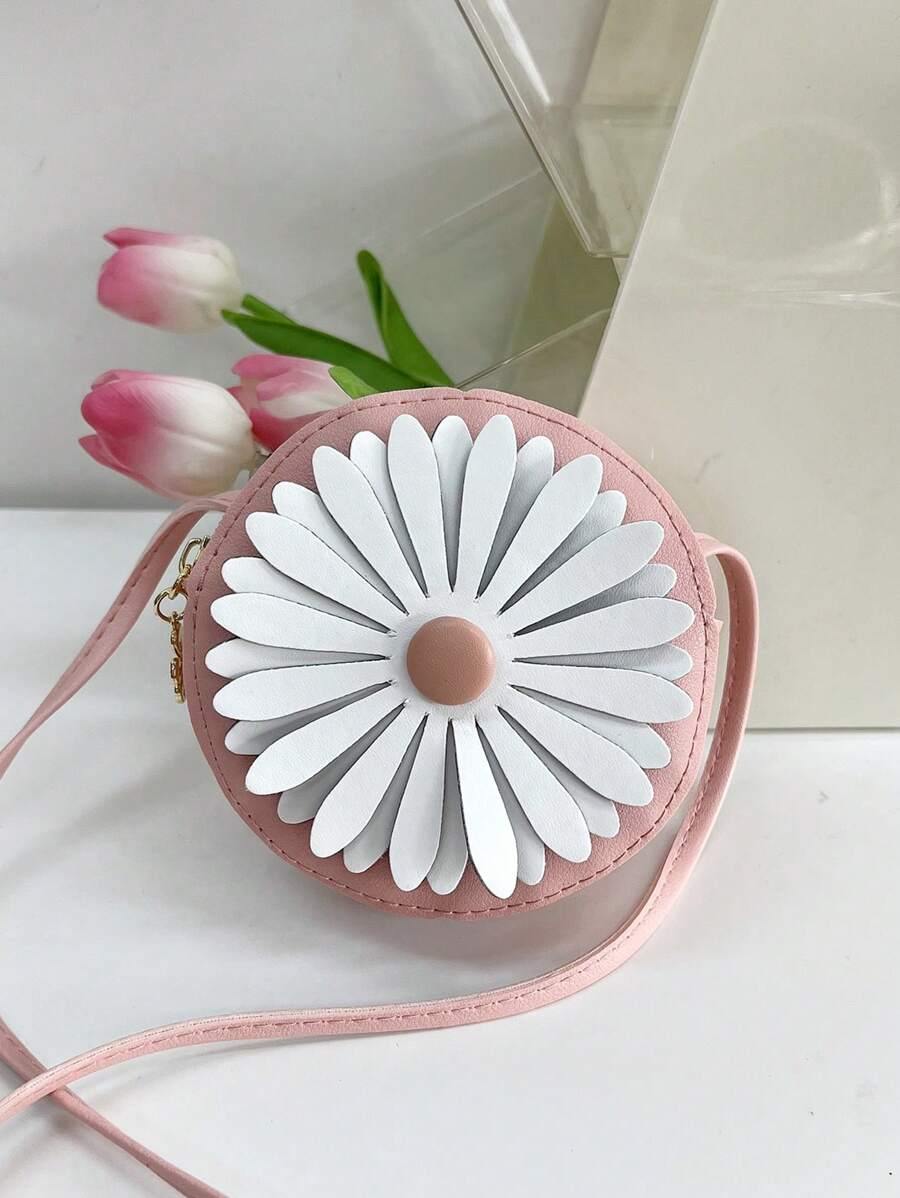 1 pieza Mini bolsa de hombro linda de PU para niña joven con cierre de cremallera, adecuada para el uso diario durante todo el año