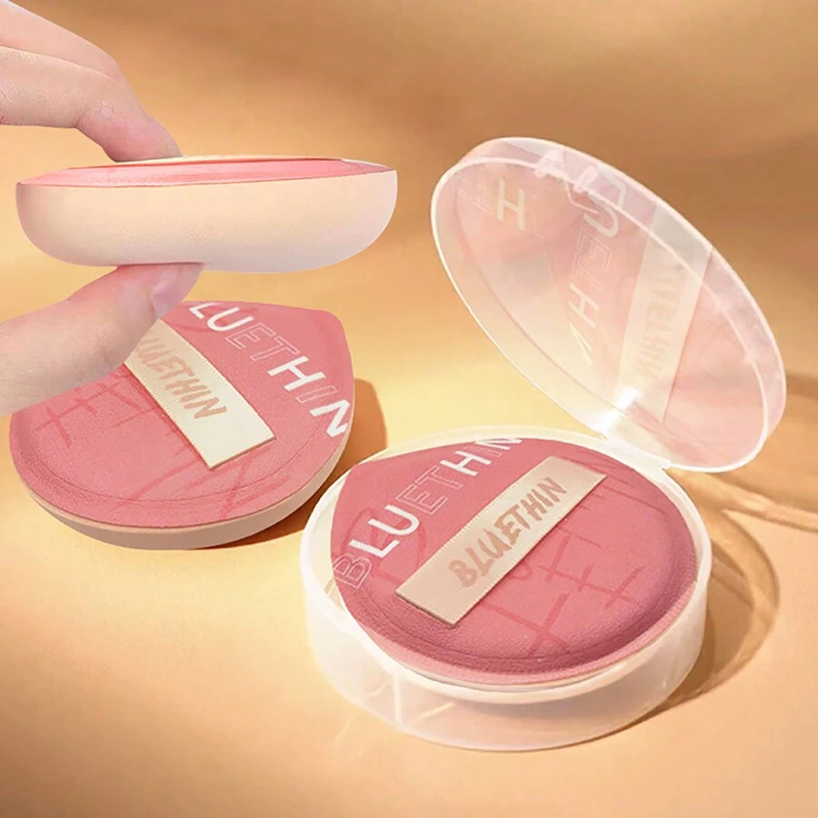 1pc Pink Powder Puff In Box: Reusable Soft Plush Sponge Facial Body Powder Puff, Wet/Dry Makeup Tools For Delicate & Natural Look