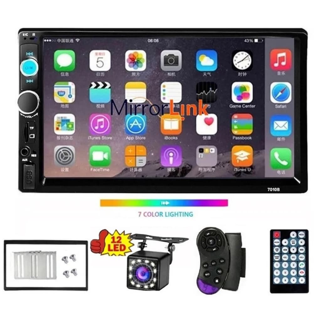 Estéreo para Auto con pantalla táctil de 7 pulgadas Mirrorlink Hd Bluetooth 7010B