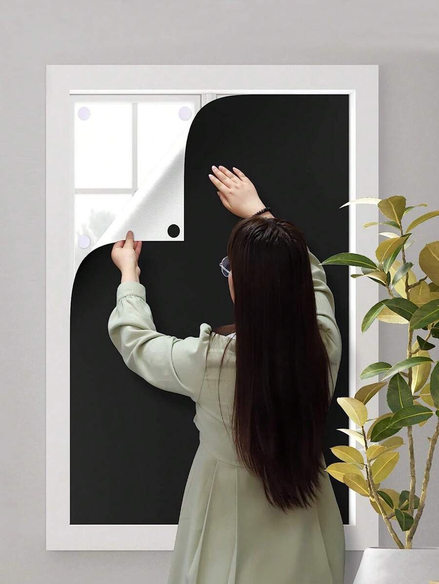 1 Pièce Rideau Occultant Portable Pour Chambre Et Salon. Résistant À L'eau Et Aux Uv Avec Attache À Crochet Et Boucle
