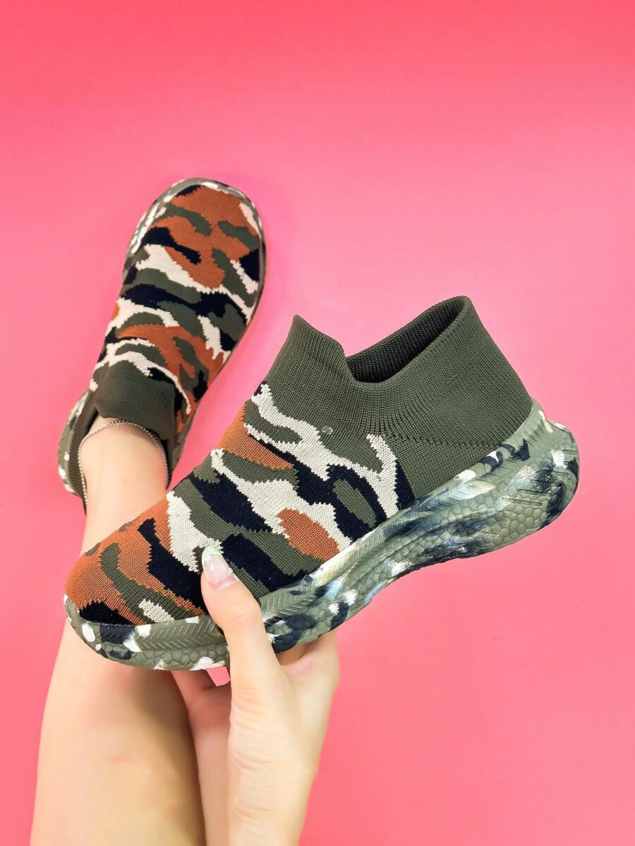 Unisex Camouflage Shoes For Couples, Athletic Running Shoes For Training, Anti-slippery & Wear-resistant Safety Shoes For Construction Site Workers