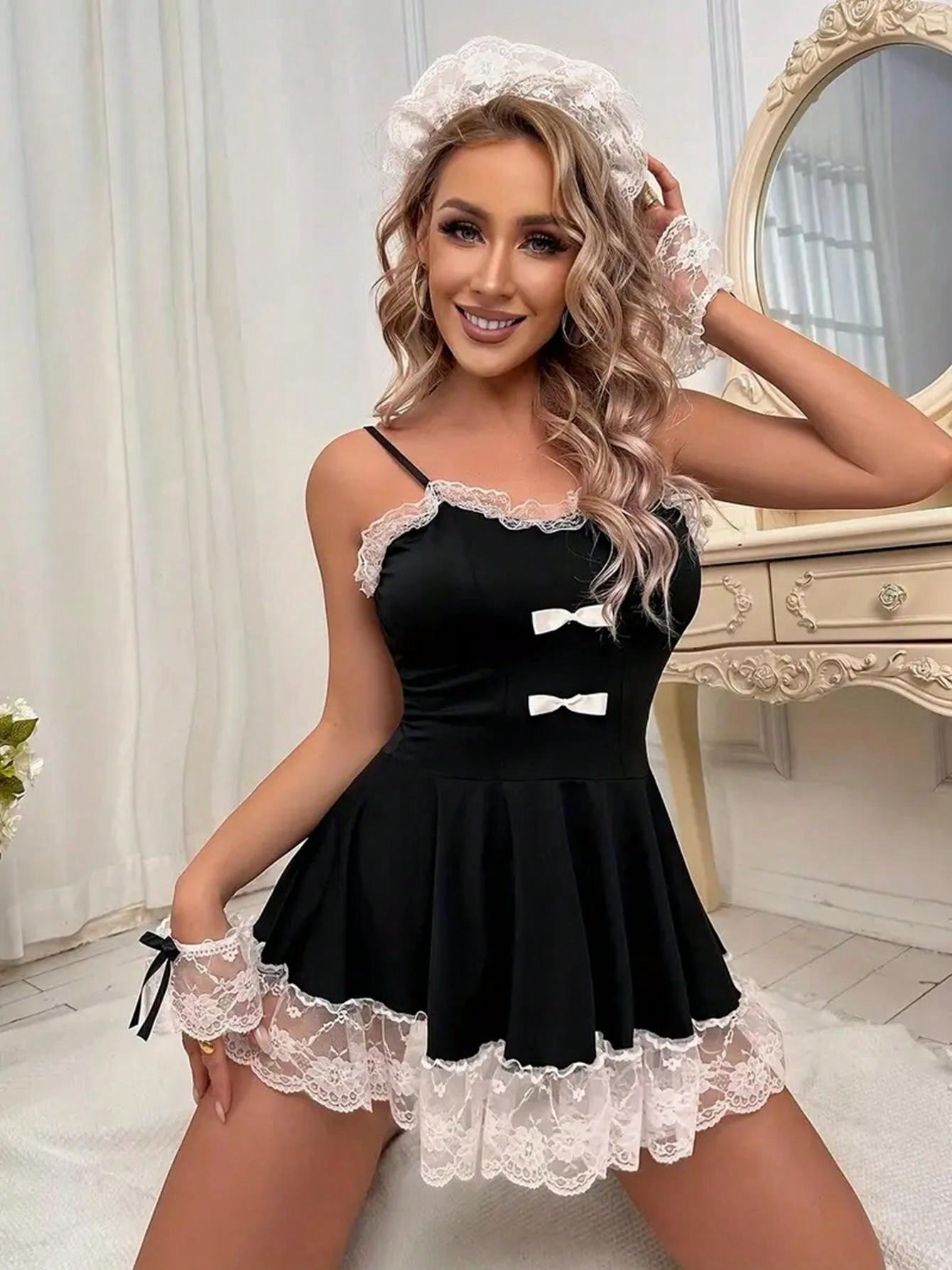Sexy Lace Maid Costume Set Lingerie For Women S Cosplay Role Play And Seduction Shein Usa
