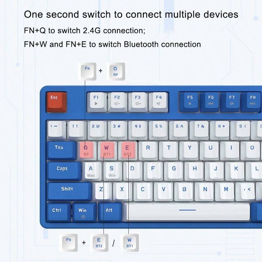 AJAZZ Ajazz AK871 Sunset Wireless 2 4G Dual Mode Hot Swappable Blue And Red Axis DIY Magnetic