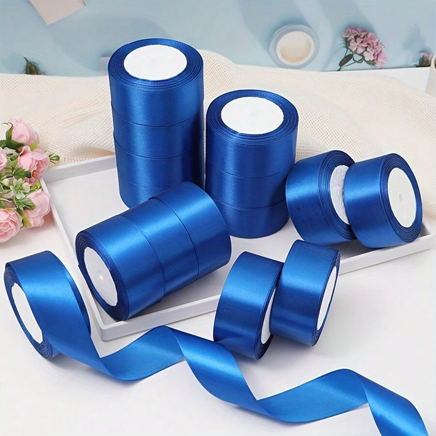 1 Pièce 25 Yards/rouleau De Ruban Satiné, Ruban De Satin De Soie Matériel De Fleur De Rose Diy Décoration De Gâteau Enveloppement De Cadeau Mariages Fêtes Boucle De Ruban
