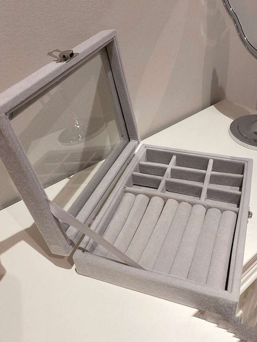 1pc Transparent Glass Jewelry Organizer Box Wedding
