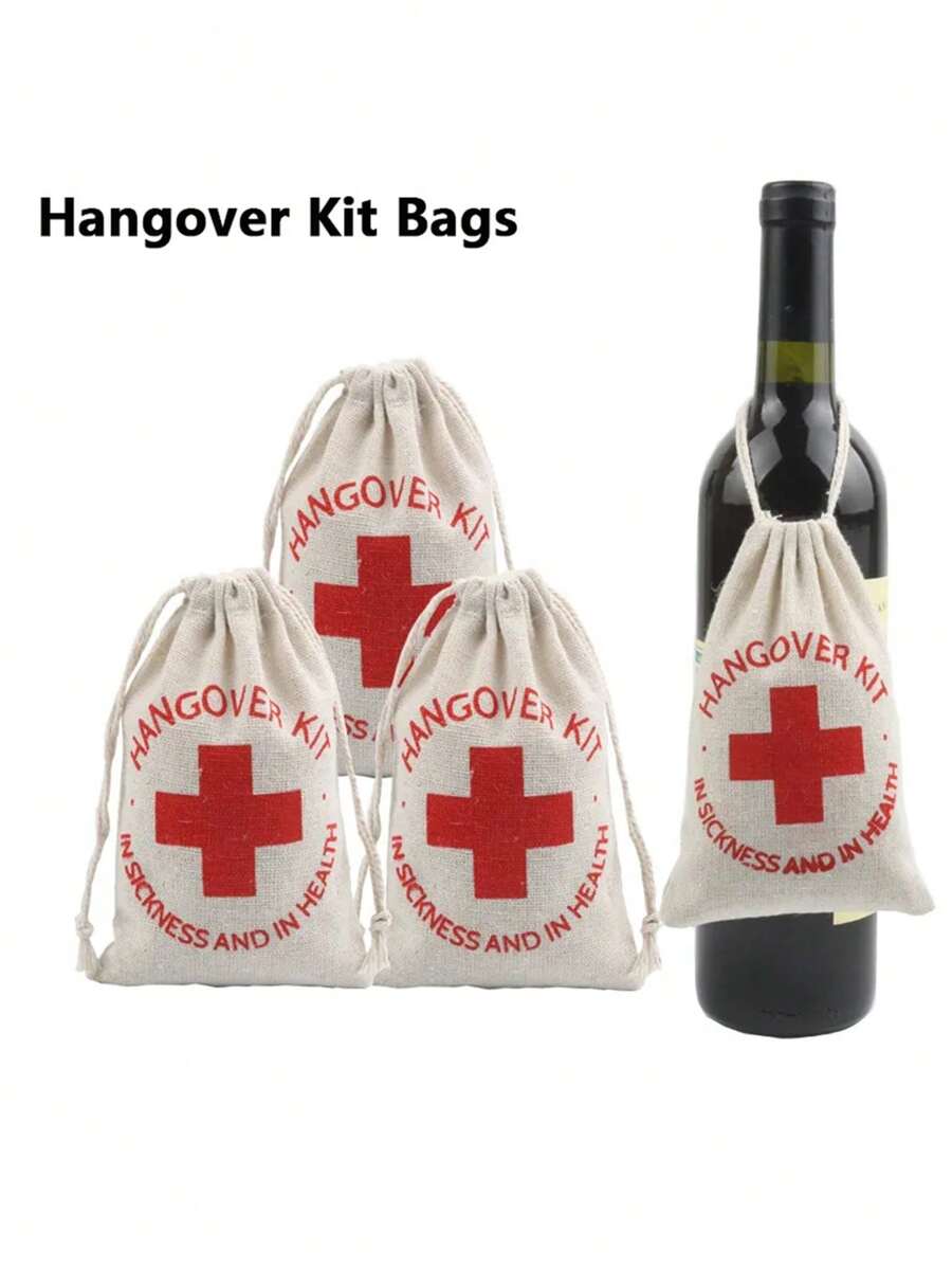 30 Pcs/Lot 10x14cm Storage Bags For Hangover Kits Wedding Bachelor Party Favors Package Linen Drawstring Pouches