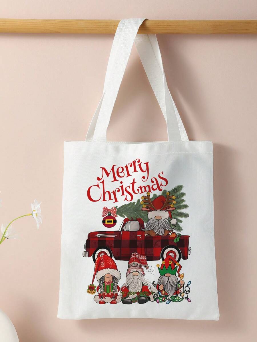 Christmas Santa Claus Pattern Double-Sided Printing Handbag Shoulder Tote Bag, Christmas Purse New Arrvial