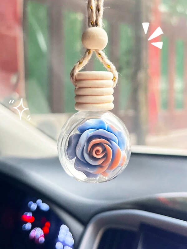 Car Air Freshener Flower Shaped Refillable Perfume Bottle Decoration