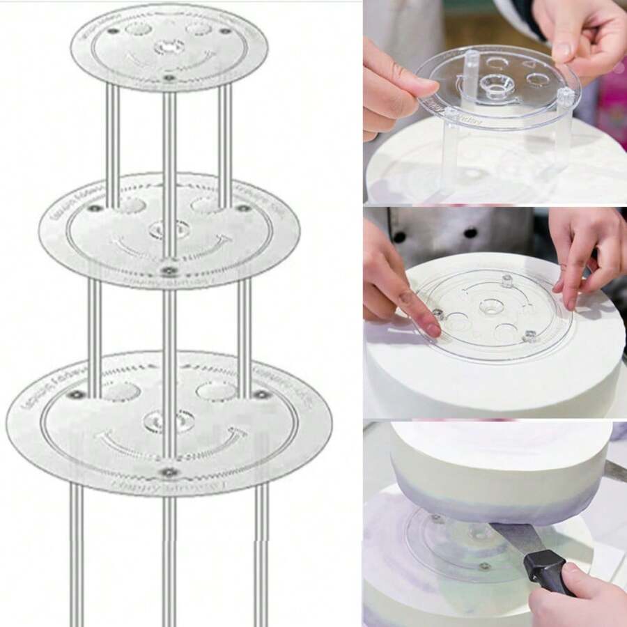 1 Pièce De Disques En Plexiglas Acrylique Transparent Extrudé Pour Cadres Photo, Supports De Disques À Gâteaux Ronds, Outils De Cuisson Artisanaux, Supports Multicouches, Supports D'espacement, Cadres À Dessert Avec Joint Pour Décoration De Pâtisserie De Cuisine