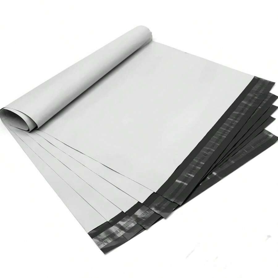 Bolsa de envío para paquetes de 38 cm x 52 cm, blanco premium, 100 piezas, sobre para envío de paquetes, sobre de polietileno con tira adhesiva, impermeable y a prueba de roturas para volver al colegio