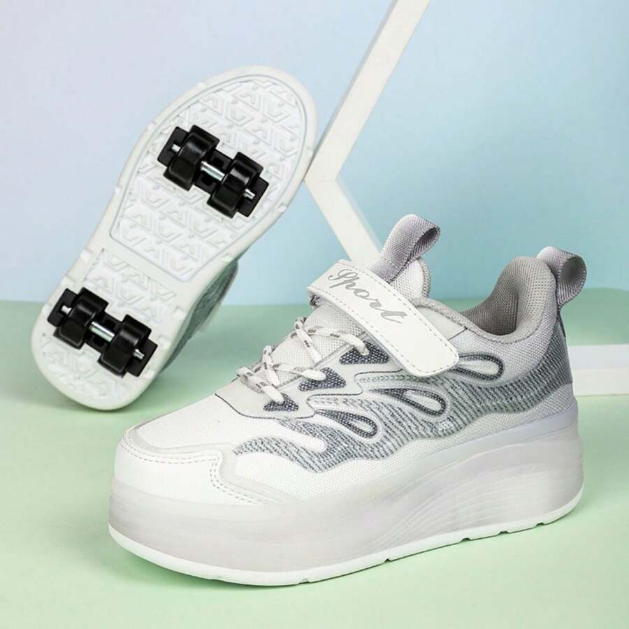 Zapatos de patines con cordones para mujer con 4 ruedas, luces LED, adecuados para caminar, deportes, patinaje sobre ruedas, patinaje sobre hielo, skate