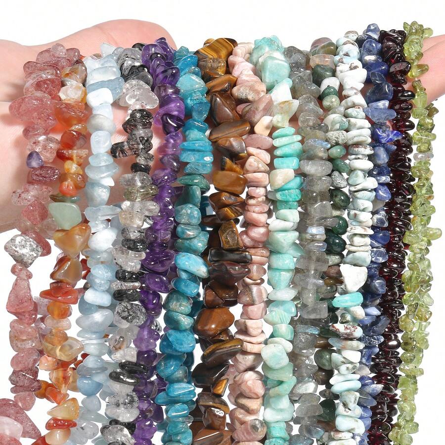 1strand Asymmetrical Natural Loose Gem Stone Amethyst Tiger Eye Amazonite Chips Gravel Beads For Jewelry Making DIY Gift Bracelets Necklace