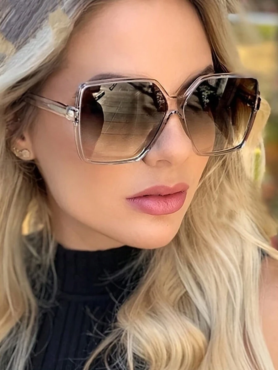 1pc Square Big Frame Fashion Glasses Fashion Eyewear Outdoor Travel Halloween Basics Fall Winter Women Outfits Clothes Business Casual Gifts For Summer Beach Vacation,Outdoor,Travel