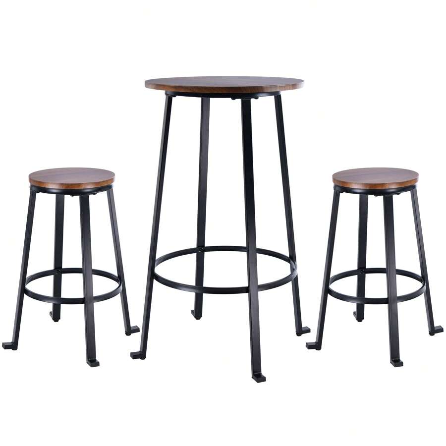 Duhome Bistro Pub Metal Dining Set (1 Table + 2 Stools)