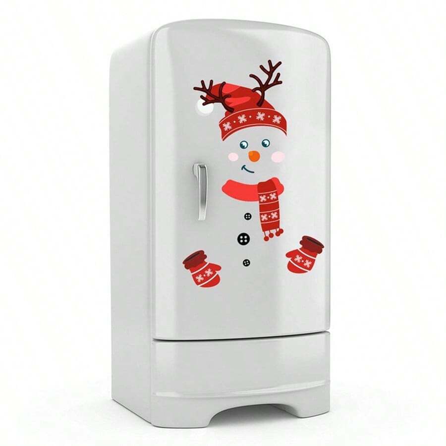 1pc Snowman Refrigerator Sticker,Stickers,Wall Decal,Vinly Decal For Home Decorations,Spring Decoration Items Refesh Your Home,Rama Decoration Stickers