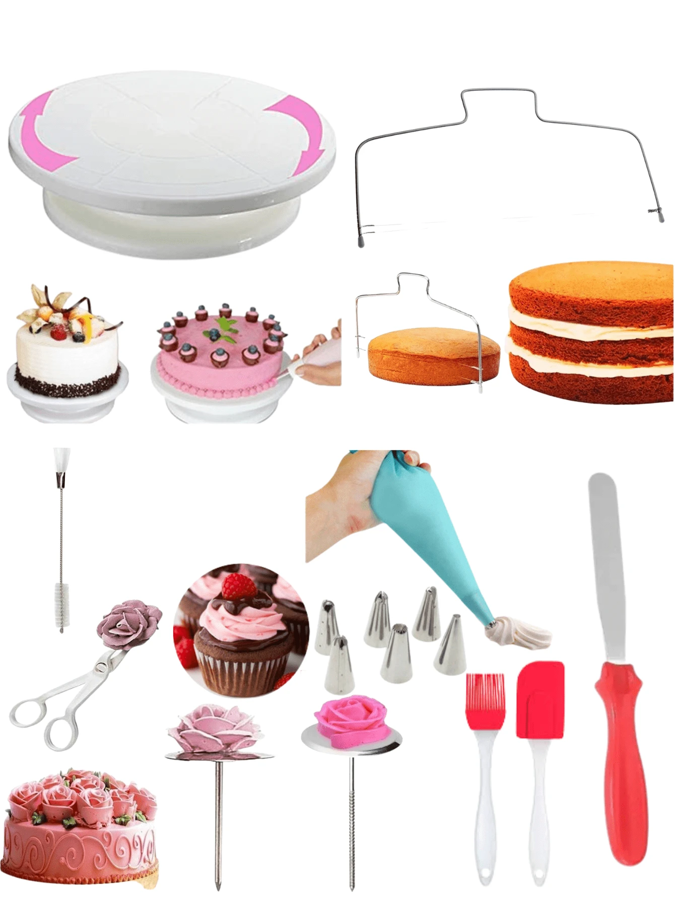 Kit Confeitaria Profissional Bailarina Espátulas de bolo Bicos de Confeitar Pincel Nivelador Cortador de bolo decoração