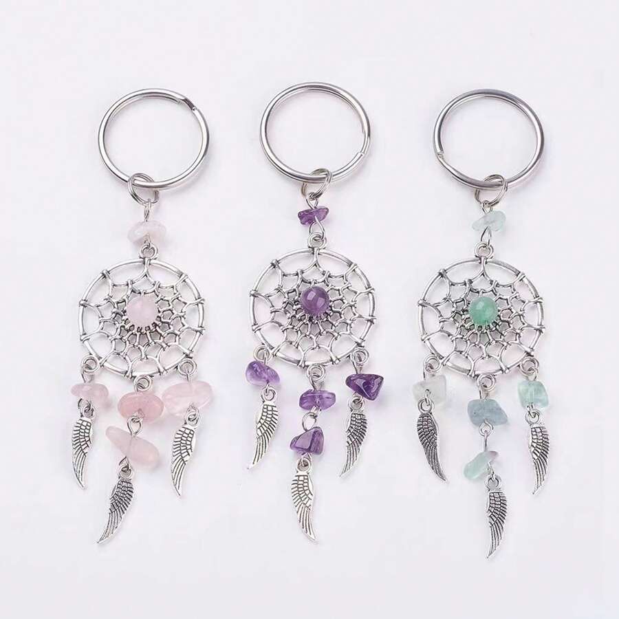 3 buc. Captor de vise cu aripi și cristal norocos, decor boho, breloc pentru geantă, accesorii auto, rucsac pentru școală, drăguț gotic Y2K