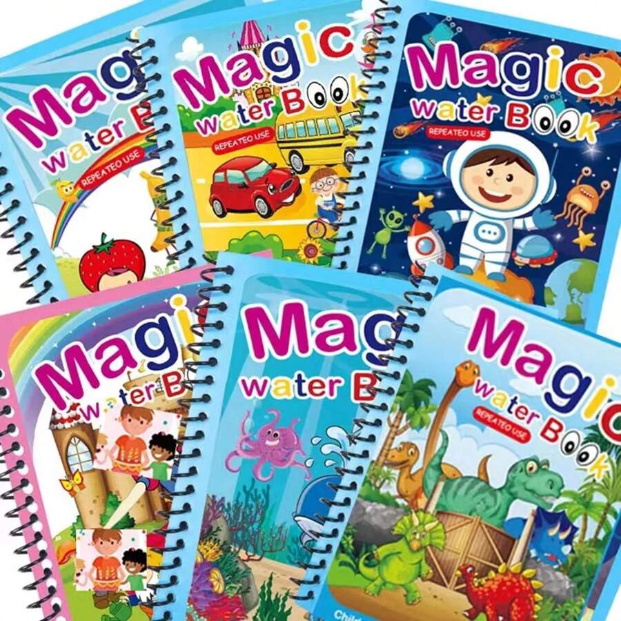 Magisches Wassermalbuch Spielzeug mit verschiedene Themen, wiederverwendbares Malbuch mit Wasserfarben, Frühförderungsspielzeug für Schule, Schulbedarf