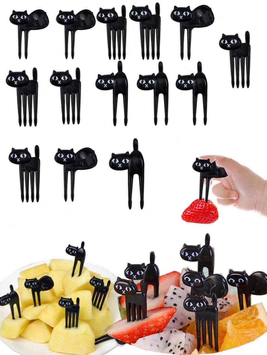 6 Stück Cartoon Tier Katze geformte Obstgabel, Mini Dessert- und Salatgabel, Geburtstagsdekoration für Kinder und Erwachsene, Küche, Weihnachtsgeschenk