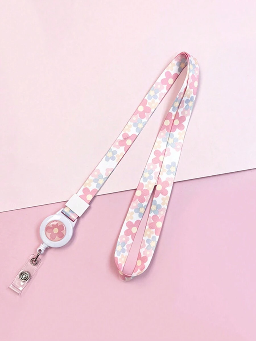 1 pieza de carrete retráctil de cordón de insignia de dibujos animados lindo para estudiantes para prevenir la pérdida de tarjeta de identificación