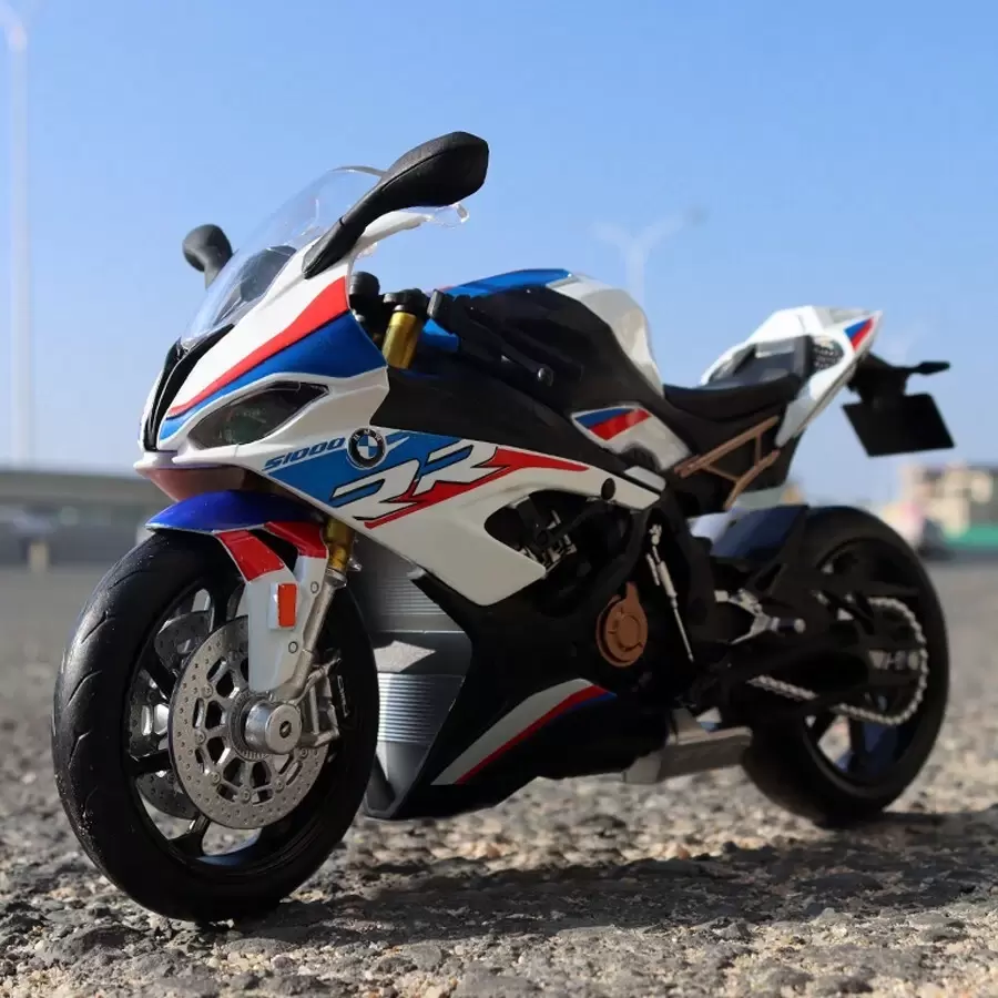 RMZ Modèle de moto BMW 1000 RR en alliage 1:12 simulé. Jouet pour enfants, décoration, voiture à glissière. Cadeau d'anniversaire authentique et approuvé, retour à l'école