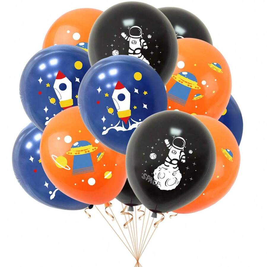 9/12/18/24/30/36/63pcs 2025 New Astronaut Space Rocket Latex Balloons, 12 Inch Diameter, Suitable For Birthday Party, Wedding, Bridal Shower, Anniversary, Bachelor Party, Graduation Party, Mother's Day, Thanksgiving, Christmas, Easter, Valentine's Day, Party Decorations