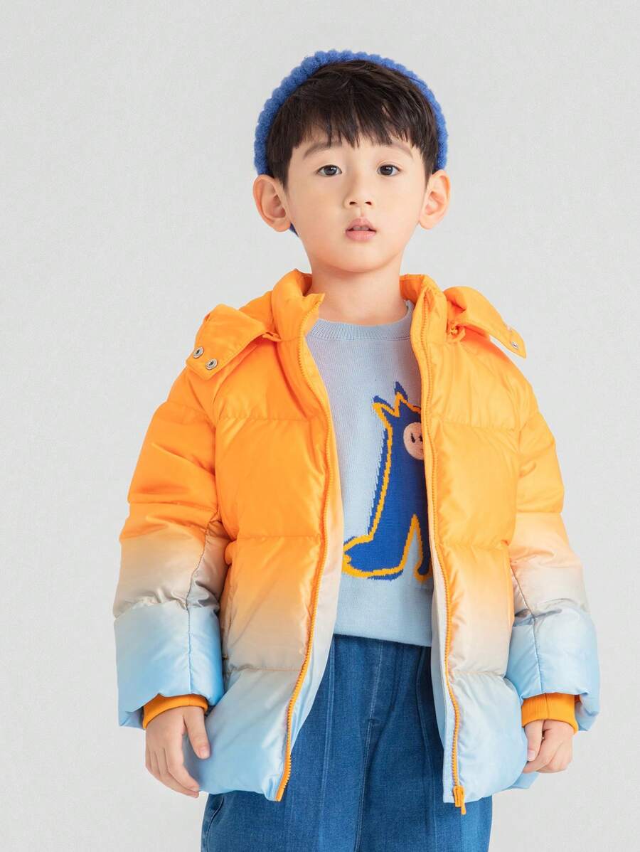 Annil Boys' Winter Warm And Thick Casual Mid Length Down Jacket Orange