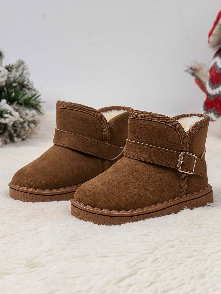 1 Par De Botas Curtas Quentes E Elegantes Para Meninos E Meninas Com Sola Macia E Espessada Para O Inverno