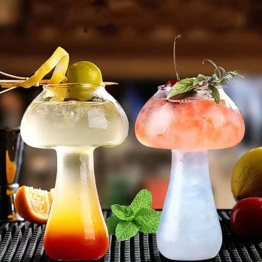 1 Pezzo 250ml Bicchiere Da Cocktail A Forma Di Fungo, Bicchiere Da Martini Creativo, Coppa Da Bere In Vetro Con Alto Piede Adatta Per Caffè, Succo, Vino, Champagne, Cocktail, Bar Per La Casa, Bicchieri Per Feste
