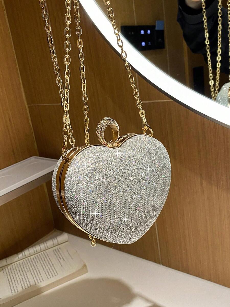 Bolso De Mano Elegante Con Decoración De Diamantes De Imitación Para Fiesta Nocturna