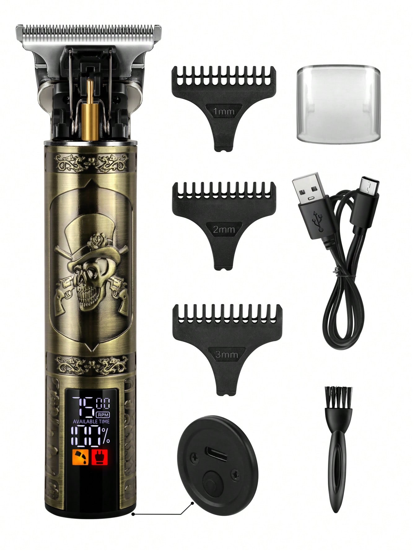 A Professional Men's Barber Tool With USB Charging, LCD Display, 3