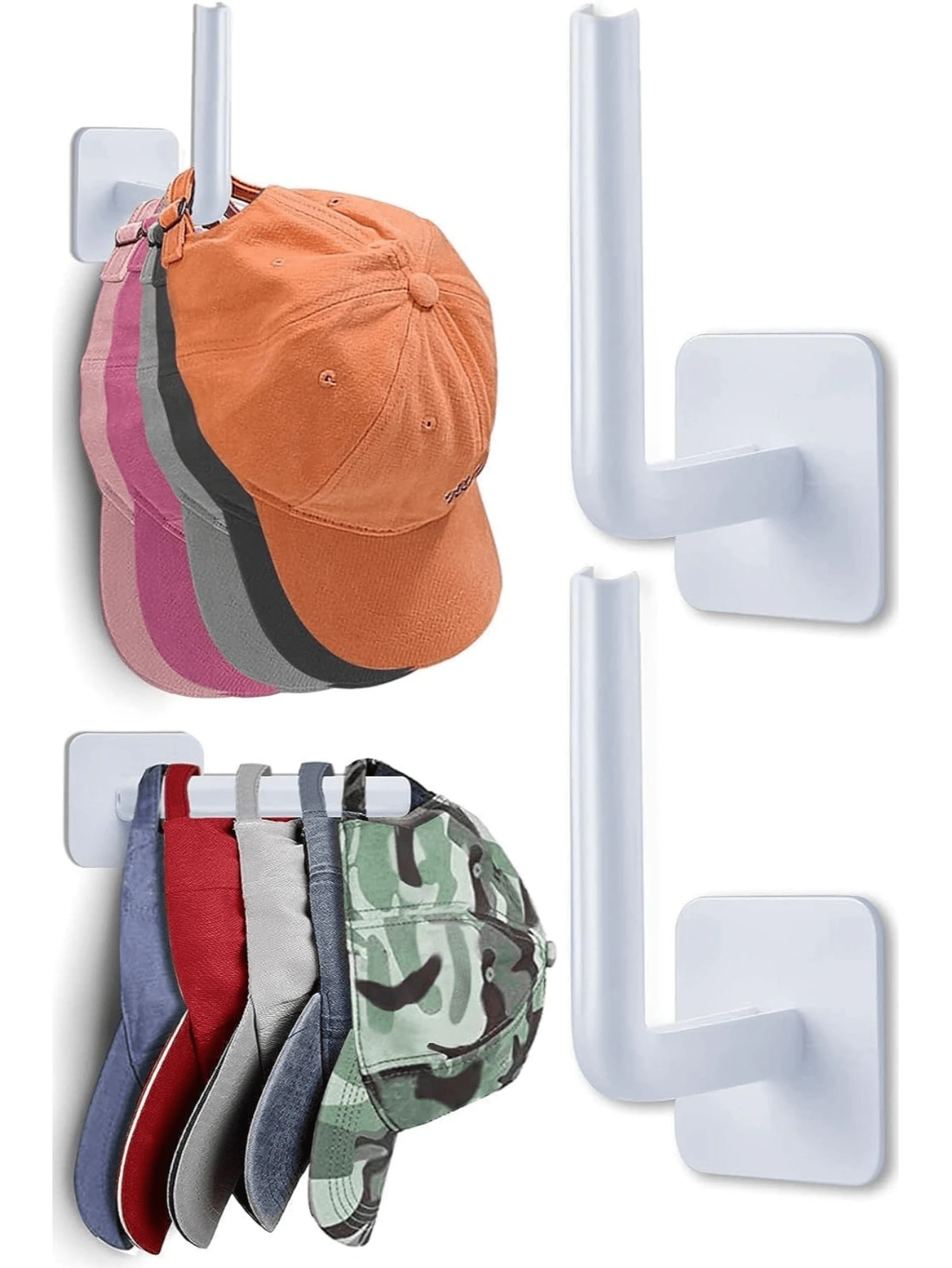 Hutablage, Huthalter, Kappenablage, Kappenhalter, Hut-Organizer, Kleiderbügelhaken, Aufbewahrungshalter für Baseballkappen, Badezimmer-Aufbewahrungsregal, selbstklebende Hutablagen für die Wand, ohne Bohren, an der Wand montierter Aufhängehaken für Hut, Handtuch, Kleidung, Grau