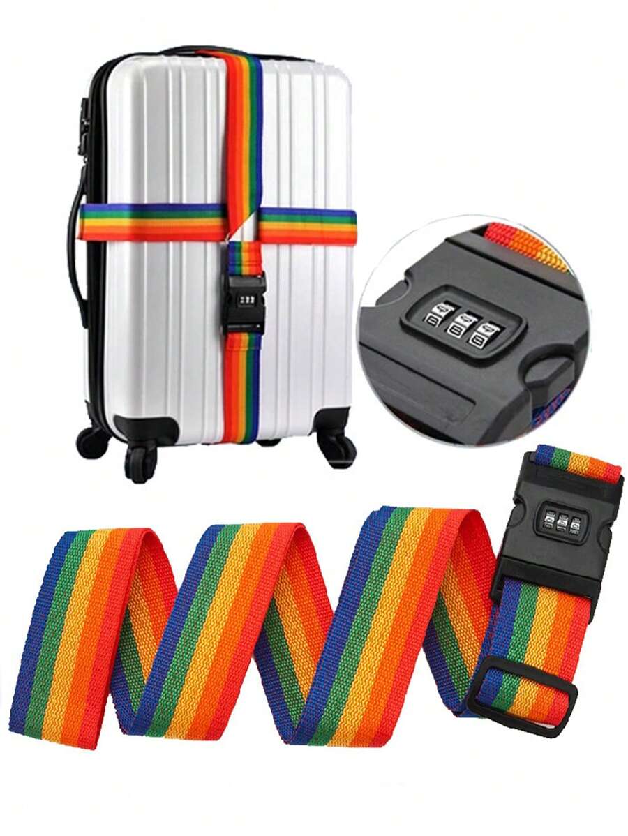 1pc Luggage Strap Cross Strap Adjustable Suitcase Belts Suitcase Fixed Belt Travel Accessories Suitcase Belt Strap Trolley Luggage Belt Binding Strap Tie-Down Cord Packing Belt Anti-Theft Strap Bundling Rope N111 Cargo Lashing Strap Password Lock
