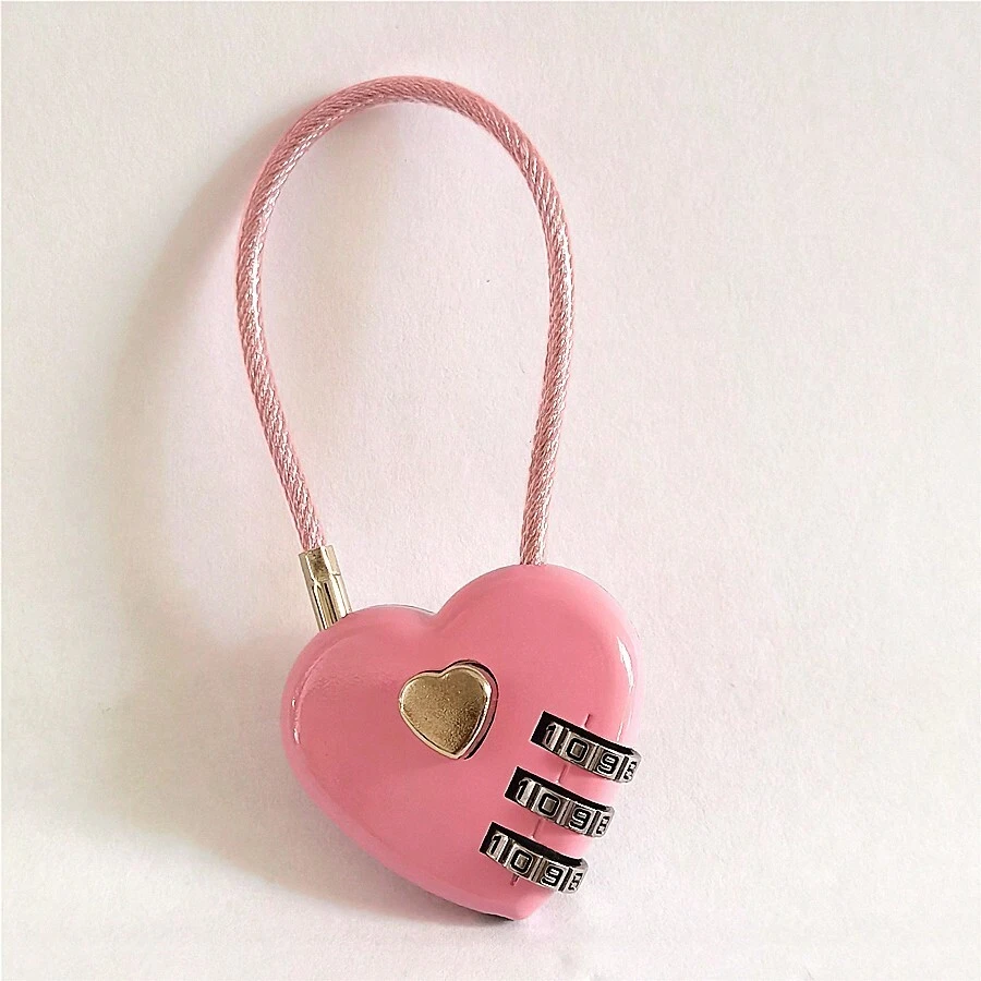 Cadeado Multifuncional com fechadura em forma de coração para mala de mão, mochila de viagem, escolar, academias e cadeados de esporte TSA com configuração de combinação própria. Cadeado de bagagem aprovado pela TSA, portátil para essenciais de viagem, suprimentos escolares, academia e equipamentos de ginástica.