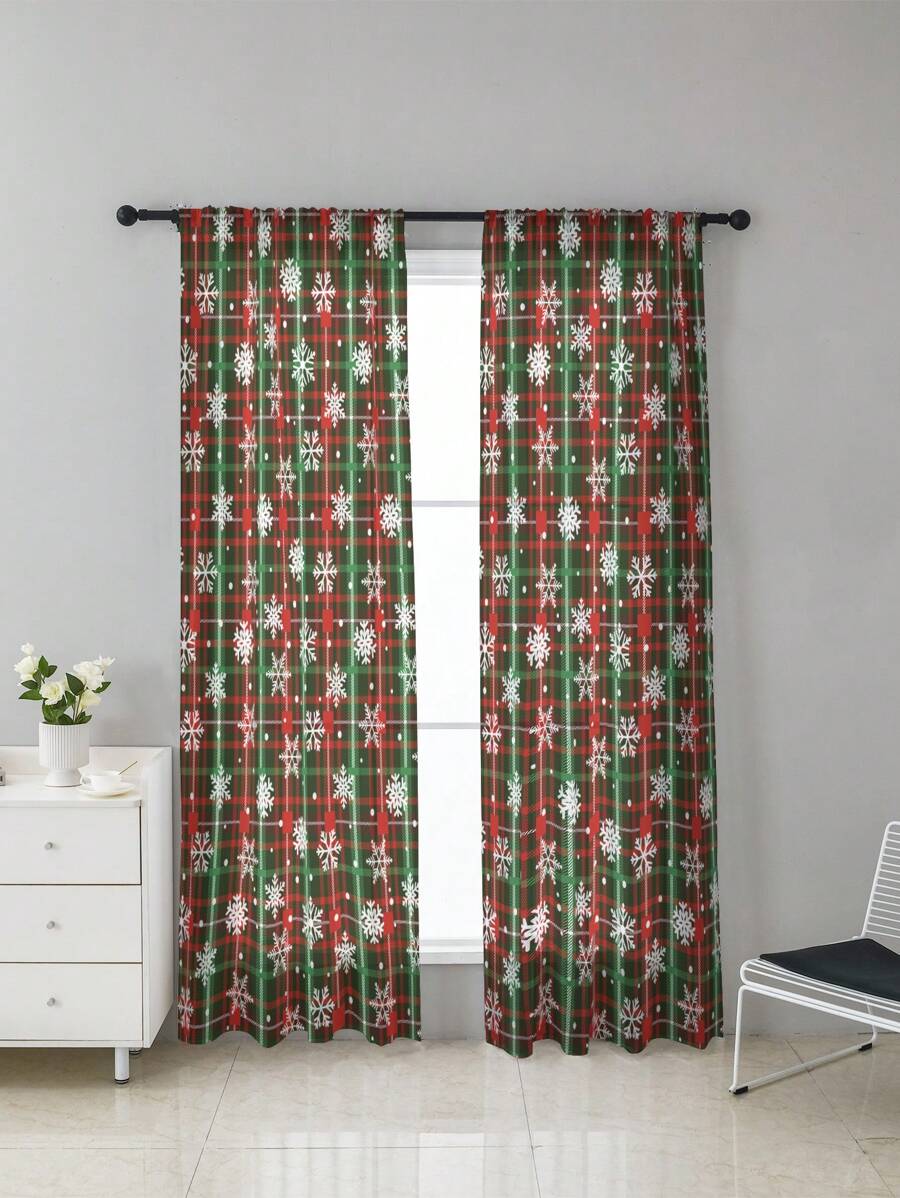 1pc Christmas Pattern Printed Window Gauze