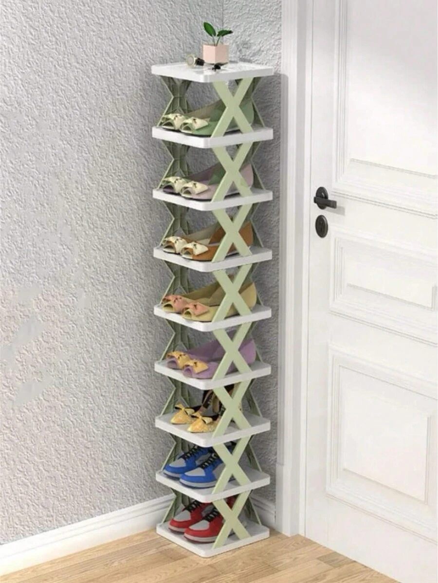 1 pieza Organizador plegable para sala de estar/dormitorio, estante DIY para zapatos sencillo, de 2 niveles, fácil de montar, disponible en 3 colores, capacidad individual de 20 kg, también se puede usar como estante de almacenamiento, ¡diseño genial!