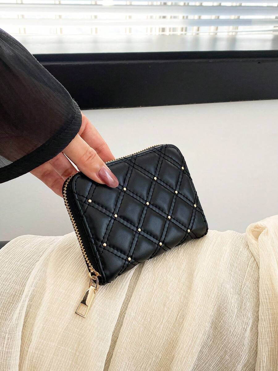 1pc Stiching Decorated Pu Leather Portable Zipper Wallet Fashionable Long Design Suitable For Daily Use Date And Gift For Women Wallet Purse Wallet Small Wallet